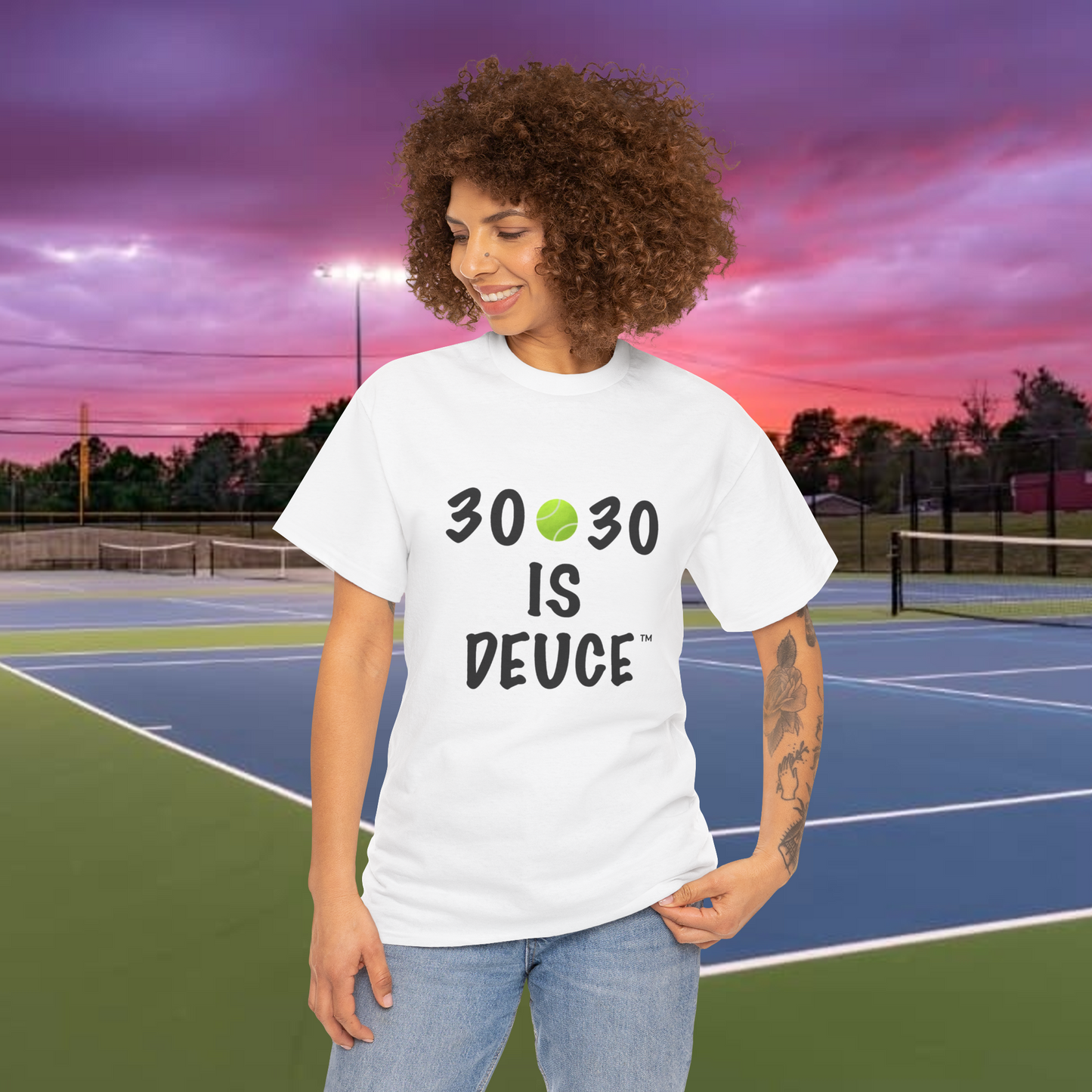 30🎾30 IS DEUCE™ Tennis Lover Tee (Black Font)